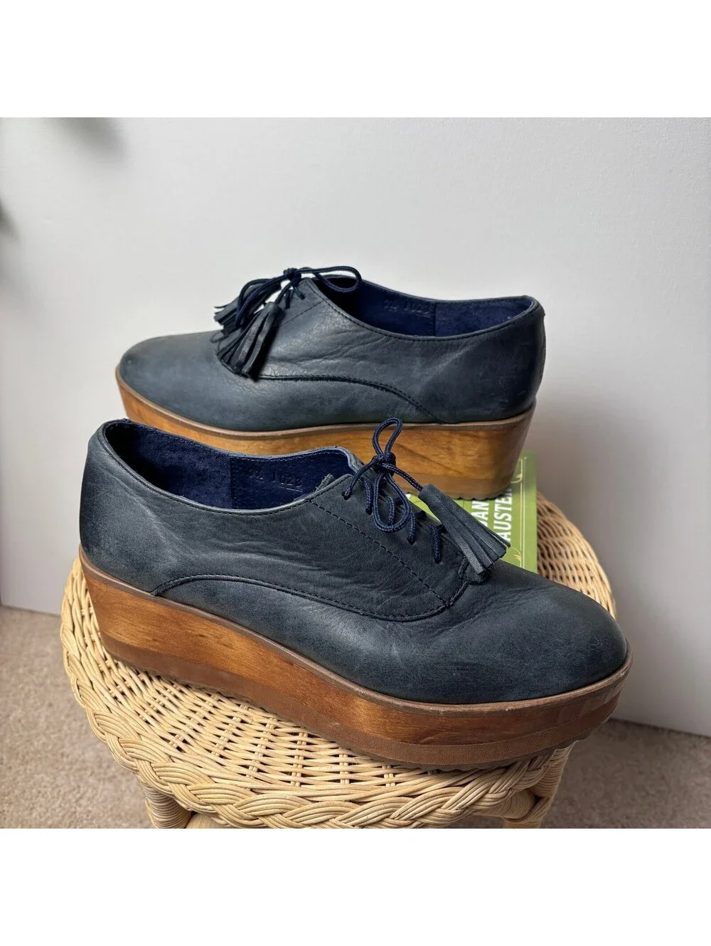 Five Worlds Blue Leather Platform Loafers